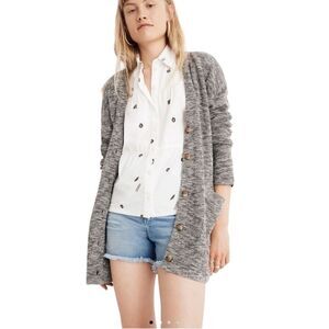 Madewell Alton Cardigan Marled Stone Sweater Size Small